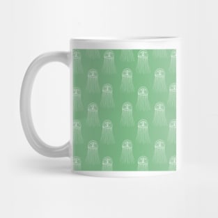 jellyfish aloha print pattern hawaii light pastel green and white Mug